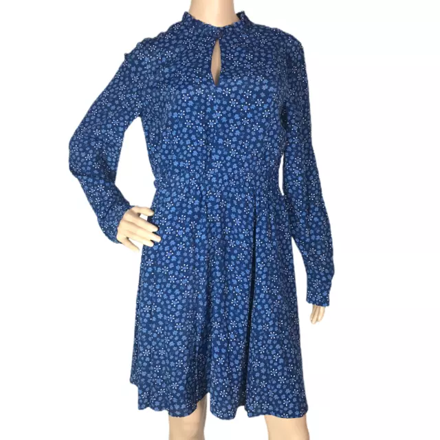 Tommy Hilfiger Sophia Ditsy Floral Dress Blue Dress Size 8 Long Sleeves Casual
