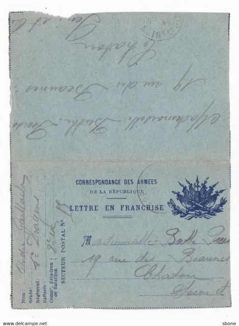 Carte lettre en franchise militaire - Faisceau de 6 drapeaux