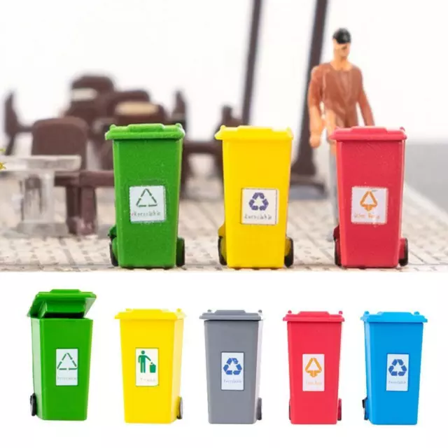 5Pcs 5 Color Mini Kids Curbside Wrestling Truck Trash Recycle Can Bin Toy,