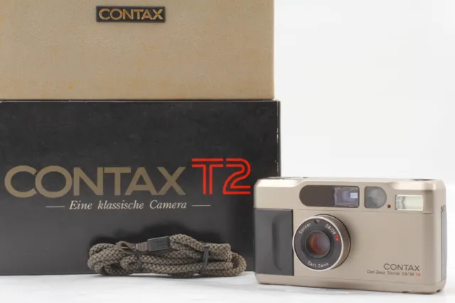 【Near MINT in Box】 Contax T2 Titan Silver 35mm Film Camera Date Back From JAPAN