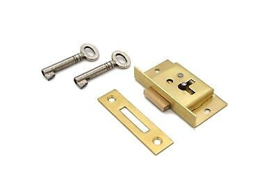 Half Mortise Lock Chest Trunk Small Box Lock Solid Brass Cabinet Lock 2 Keys