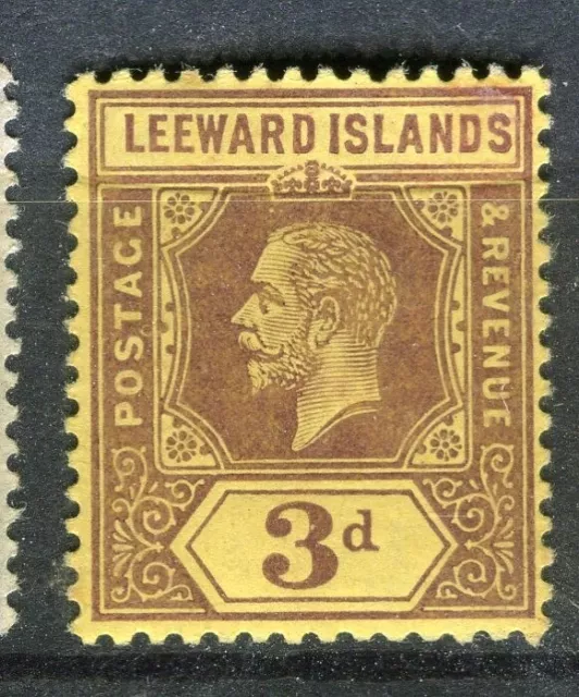 LEEWARD ISLANDS; 1912 early GV issue fine Mint hinged 3d. value