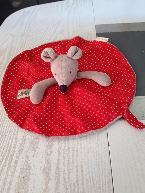 Doudou Plat Rond Souris La Grande Famille Moulin Roty Rouge Pois Tbe