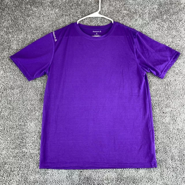 Reebok Athletic Tee T Shirt Mens Small Purple Crew Neck Short Sleeve Polyester