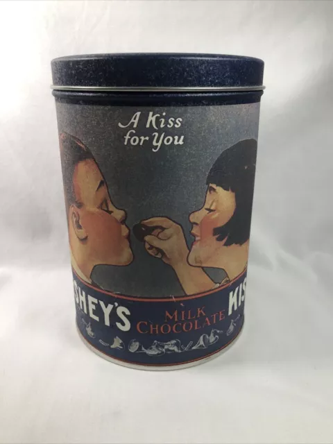 Hershey’s Milk Chocolate Kisses Vintage 1980 A Kiss For You Tin Can Empty 14 oz.