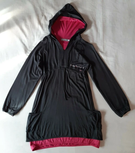 Vestito abito grigio e fucsia con cappuccio bimba bambina BOBOLI 8 anni