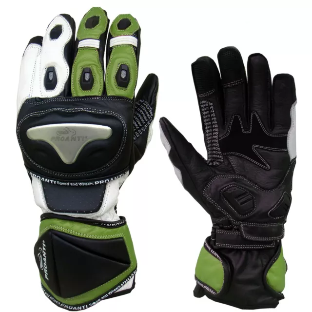 Motorradhandschuhe Race Pro Motorrad Leder grün Handschuhe von PROANTI