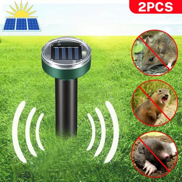 1/2x Garden Snake Repeller Multi Pulse Ultrasonic Solar Powered Pest Repellent