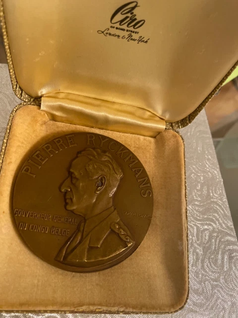 RARE Pierre Ryckmans Belgian Congo Bronze Medal by Arthur Dupagne