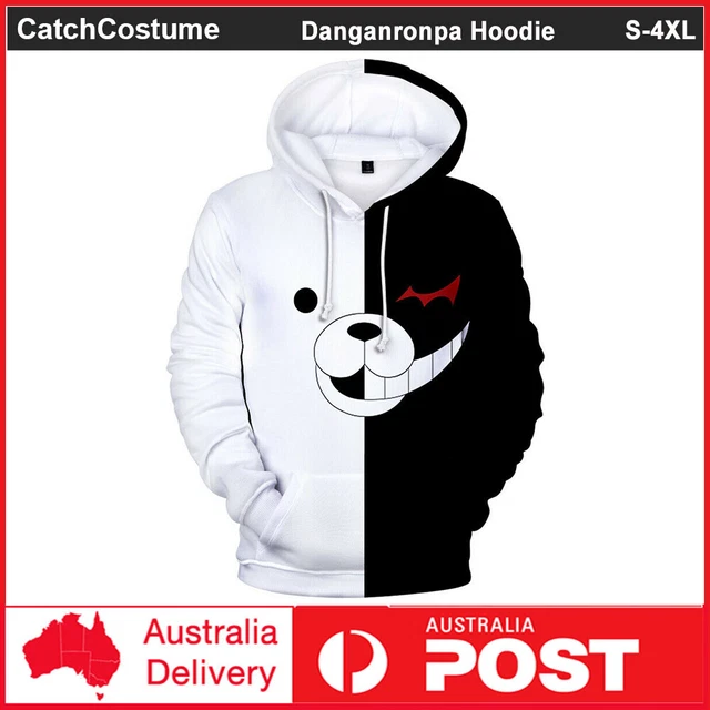 Danganronpa Dangan Ronpa Monokuma Hoodie Black and White Bear Zipper Jacket Coat Cosplay Costume