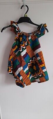 Preowened Baby Girls African Handmade multicoloured Top / Dress Age 18-36 months
