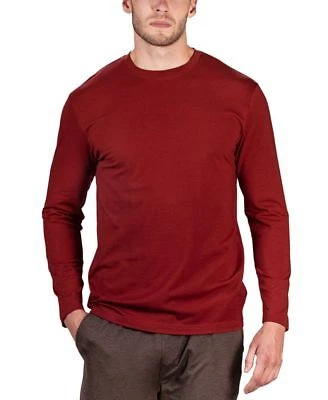 Natori Mens Buji Solid Long-Sleeve P Syrah XL RED Size XLARGE S/S