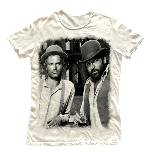 T-shirt stampata 100% cotone bianco Bud Spencer sguardo moda