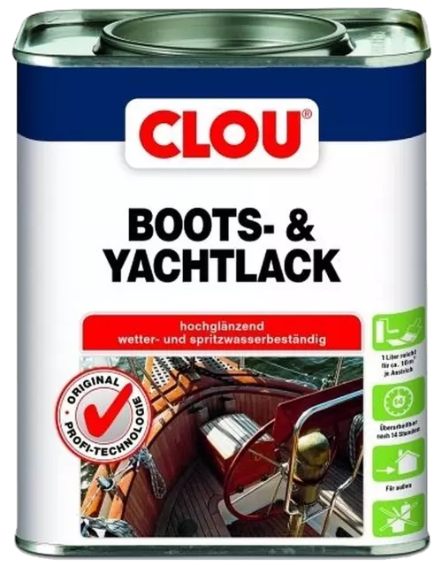 Bootslack Yachtlack von Clou Boots- und Yachtlack Klarlack seewasserfest 750 ml