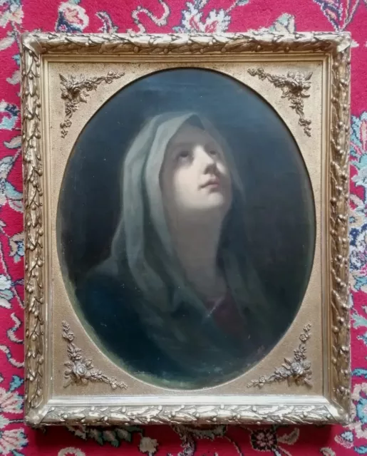 Hst Portrait Vierge École De Guido Reni École Italienne Xix Ème Siècle