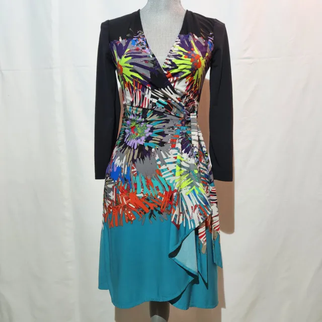 BCBG MaxAzria Womens Adele Seabreeze Wrap Dress V Neck Style Long Sleeve Size XS