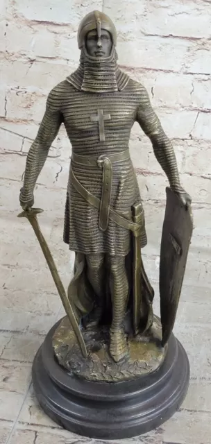 Tempelritter Kreuzritter Krieger Knight Bronze Statue Skulptur Figur