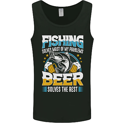 Fishing & Beer Funny Fisherman Alcohol Mens Vest Tank Top