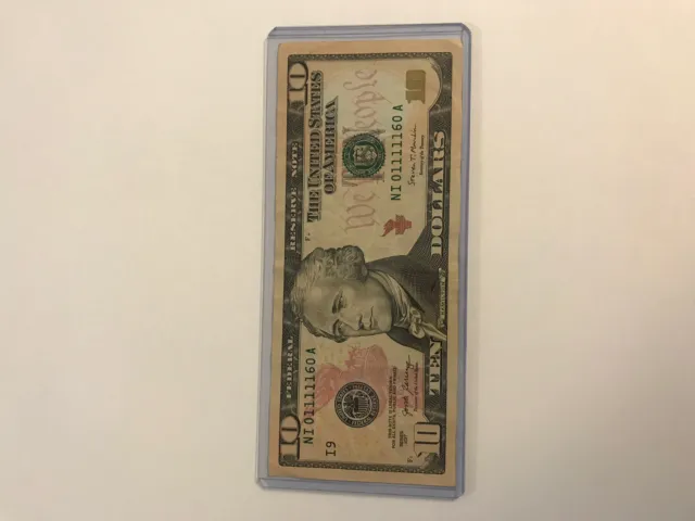 $10 Ten Dollar Bill US Currency NI 01111160 A Low Series 2017 3