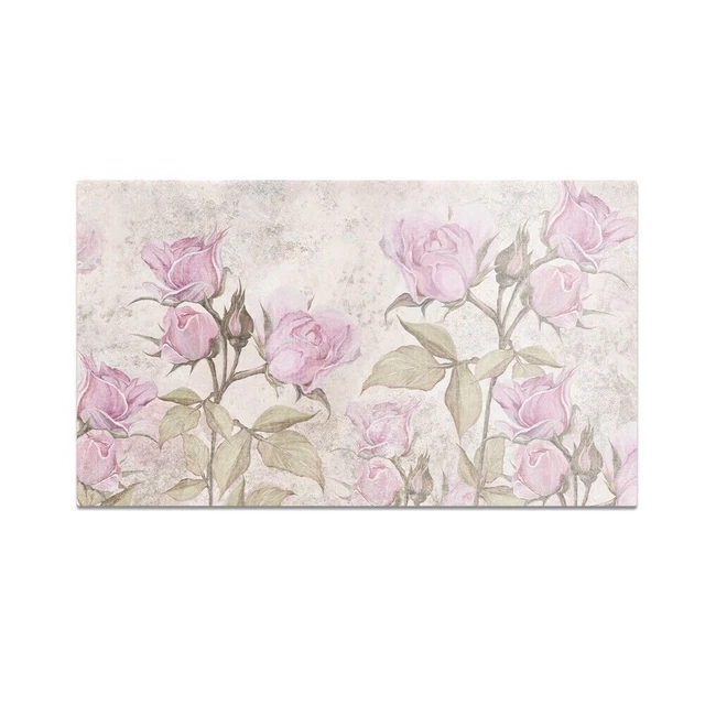 Planche De Cuisine En Verre Trempé Tulup, Motif Pivoines Roses, 60x52 Cm, Moderne