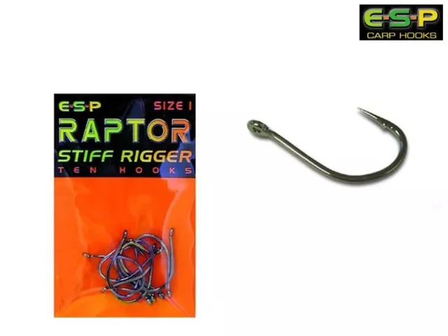 Hameçon ESP Raptor Stiff Rigger N°1 par 10