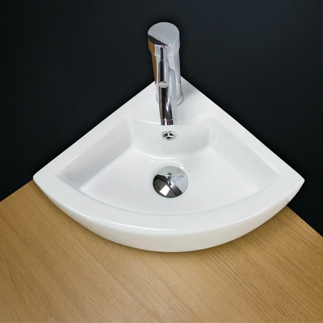 BASIN SINK CORNER Countertop Cloakroom Wall Mounted Hung Ceramic C659A