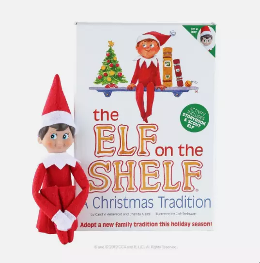 Elf On The Shelf Boy Doll with Blue Eyes & A Christmas Tradition Hardcover Book