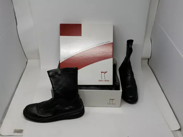 NEW Thierry Rabotin Galaxy Nappa Nero 7485V Black Zip-Up Boots 38.5/9 Platform