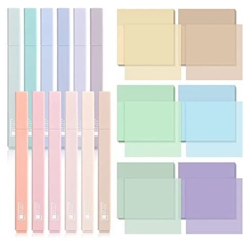 12 Pcs Highlighters No Bleed, Pastel Colors Chisel Tip, 6 Pack 300 Shee
