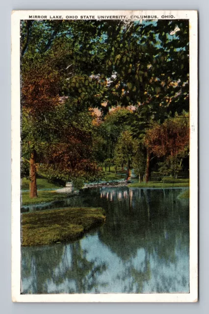 Columbus OH-Ohio, Mirror Lake, State University, c1929, Vintage Postcard