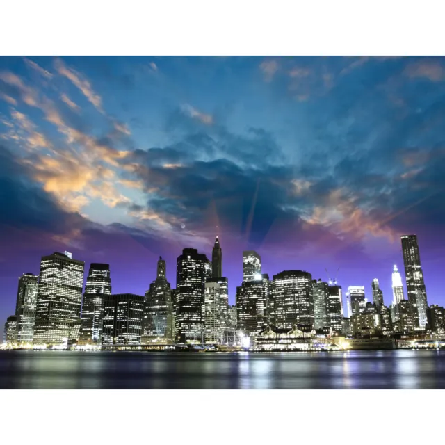 Cityscape New York City USA Manhattan Storm Sunset Dusk Sky Art Canvas Print
