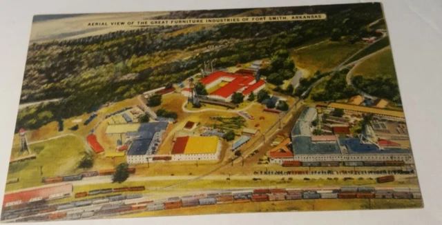 Vintage linen postcard aerial view Great Furniture Industry Fort Smith Arkansas