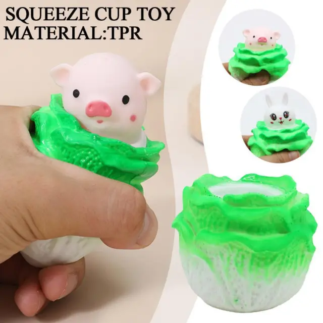 Cabbage Pig and Rabbit Squeeze Cup a Creative Stress Relief Toy