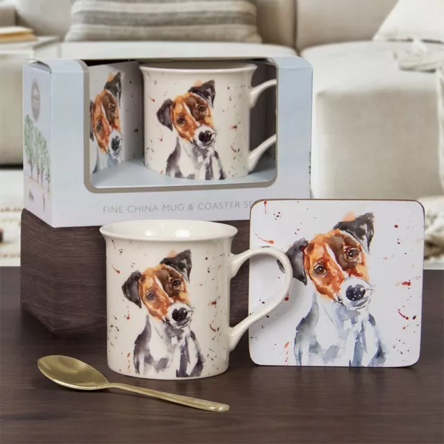 Jack Russell Dog Mug & Coaster Set Man's Best Friend Fine China - Boxed Gift