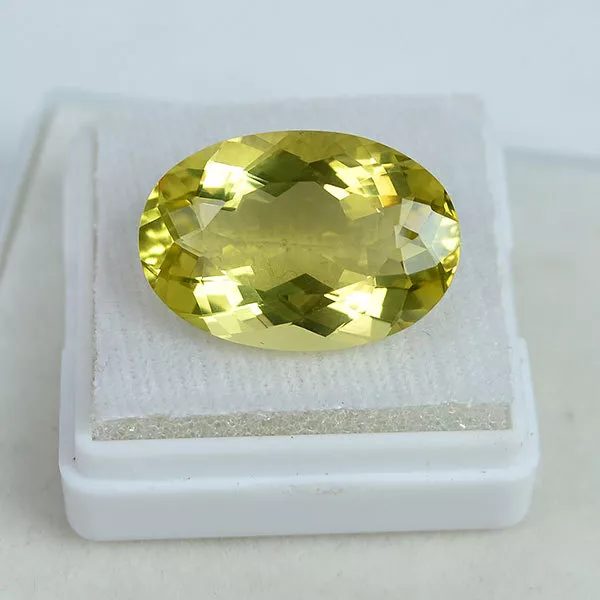 12.28 Ct Vvs Natural Green Gold Lemon Quartz Oval Cut Top Quality Loose Gemstone