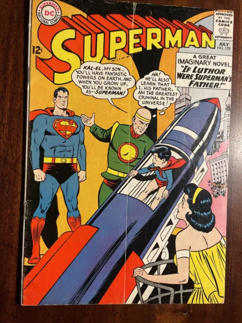 SUPERMAN DC COMICS  # 170 COMICS JULY 1964 Vg „Mission for President Kennedy“