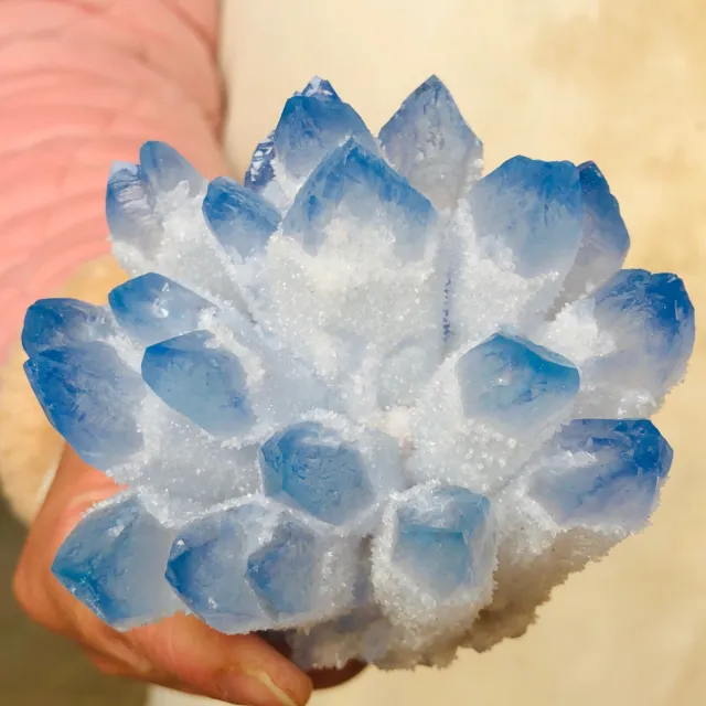 503g Find Blue Phantom Quartz Crystal Cluster Mineral Specimen Healing X727