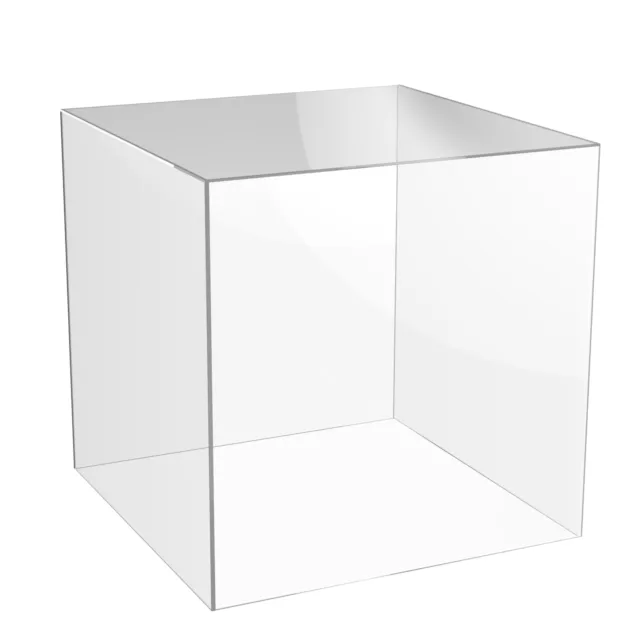 Acrylic Cube Shop Display Stand Square 5 Sided Box Clear Perspex Case Holder