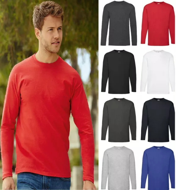 Cotton  Fruit of the Loom Men's Long Sleeve Valueweight Adult t-shirt (S-3XL)