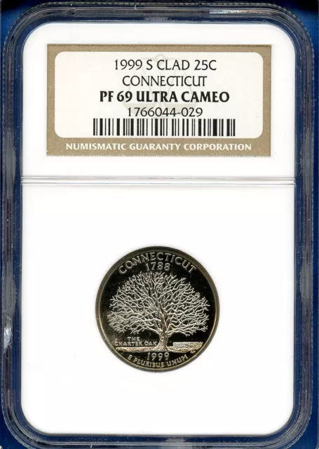 1999 S NGC PR69 Ultra Cameo Clad Connecticut 25c State Quarter 1999-S PF-69 UCAM