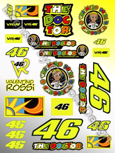 Vale Rossi The Doctor Aufkleber Bogen 25 Stickers MotoGP Yamaha M1