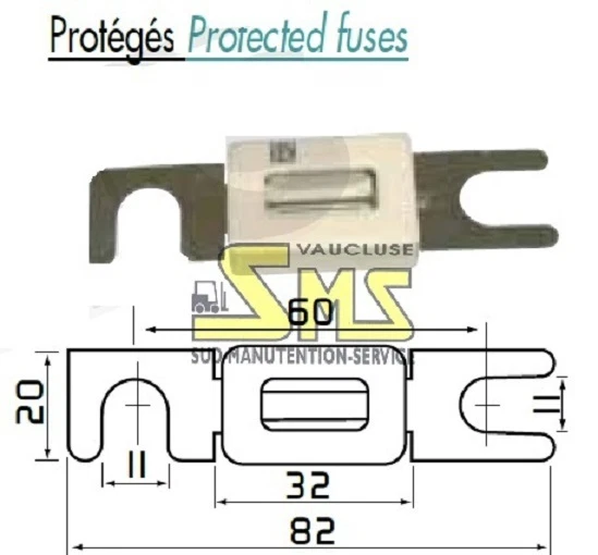 Lot 5 FUSIBLE LAME 355 A AMPERE R1226 DIN 43560 PROTEGE CHARIOT ELECTRIQUE