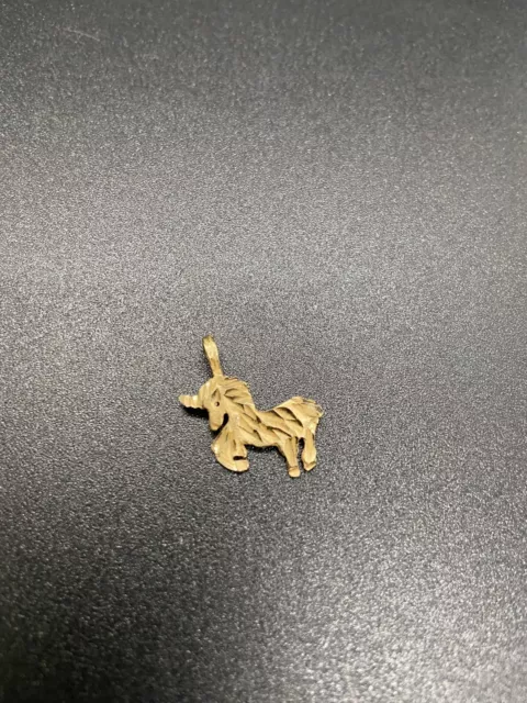 14k Yellow Solid Gold Small Unicorn Pendant 17mm X 17mm