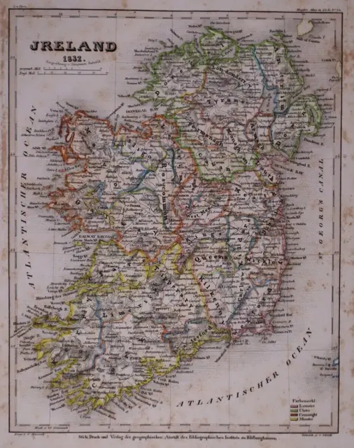 Dated 1832 Universal Atlas Map ~ JRELAND / IRELAND ~(10x12)-#1259