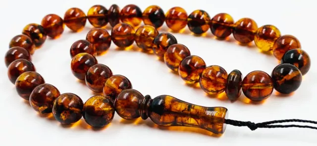 Natural Amber Islamic Prayer 33 beads Tasbih Misbaha Rosary Tasbeeh pressed