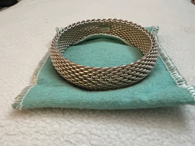 Tiffany and Co Somerset Mesh Weave Flexible Bangle Bracelet in Sterling Silver