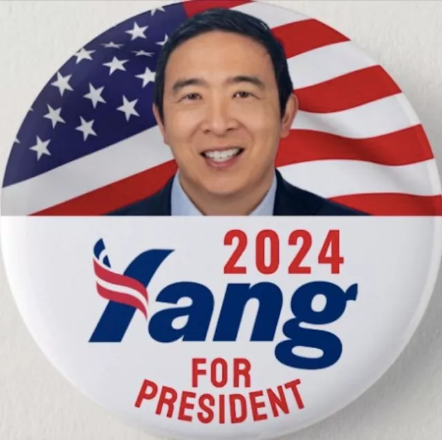 Andrew Yang For President 2024 Political Campaign Pinback Button 2.25"