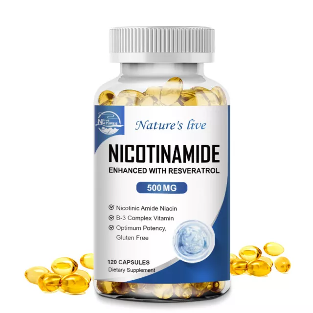 Nicotinamide 500MG Resveratrol, Anti-aging NAD Supplement 120 Capsules