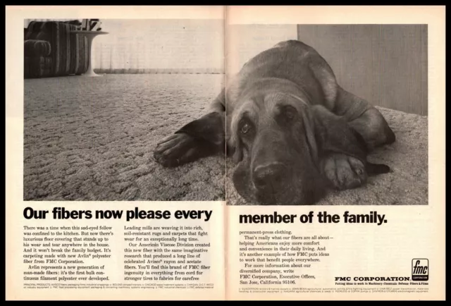 1970 FMC Corporation San Jose California Bloodhound Dog 2-Page Vintage Print Ad
