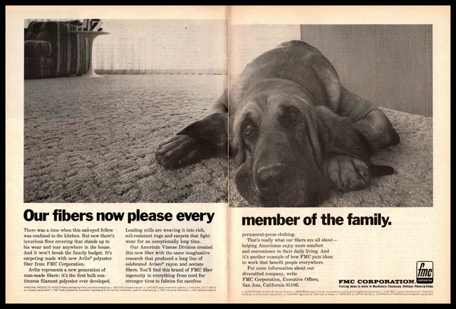 1970 FMC Corporation San Jose California Bloodhound Dog 2-Page Vintage Print Ad